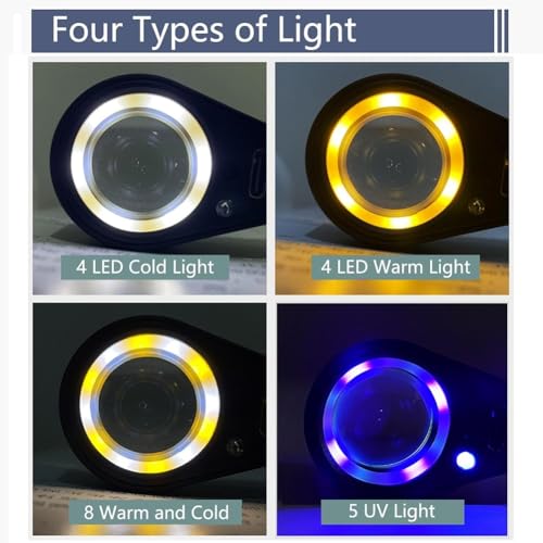 Loupe 30x rechargeable USB à éclairage LED et UV pour l'authentification