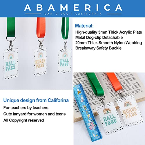 Abamerica Hall Passes For Classrooms With Breakaway Lanyard, Bathroom Passes, Teacher Classroom Must Haves #TOP5