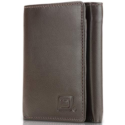 Image of ID Stronghold Men's Leather Trifold Wallet - RFID Blocking - Brown Wallet with Gift Box