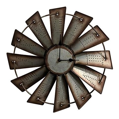 Gianna's Home Rustic Farmhouse Metal Windmill Wall Clock (14.5") Cover