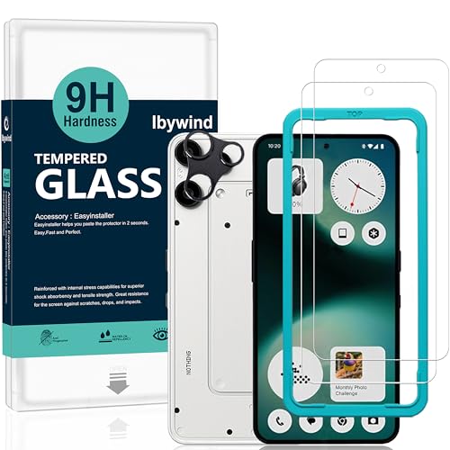 Ibywind for Nothing Phone (3a) Lite 5G Screen Protector,2 Pack 9H Hardness Tempered Glass with Camera Lens Protector,Alignment Frame,Bubble Free,Fingerprint Unlock,Anti-Scratch,Shatterproof