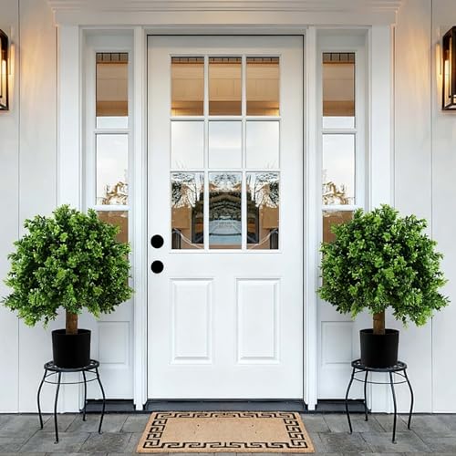 36 X 80 Exterior Door with Glass, Modern Front Door for House Exterior, Entry Doors for Home, Primed Fiberglass, Left Hand Inswing, Wood, French (White, Right Hand Inswing)
