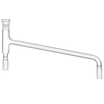 Labasics Glass Distilling Adapter, Borosilicate Glass 75 Degree Bent Chemistry Adapter Distillation Laboratory Adapter with 14/20 Standard Joints for Distillation Apparatus