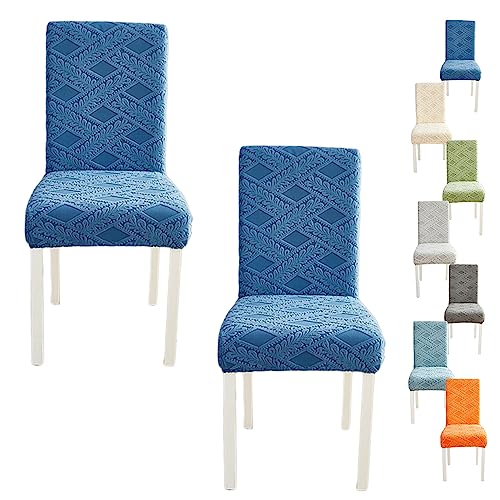 Housse de chaise extensible et lavable en jacquard épais bleu