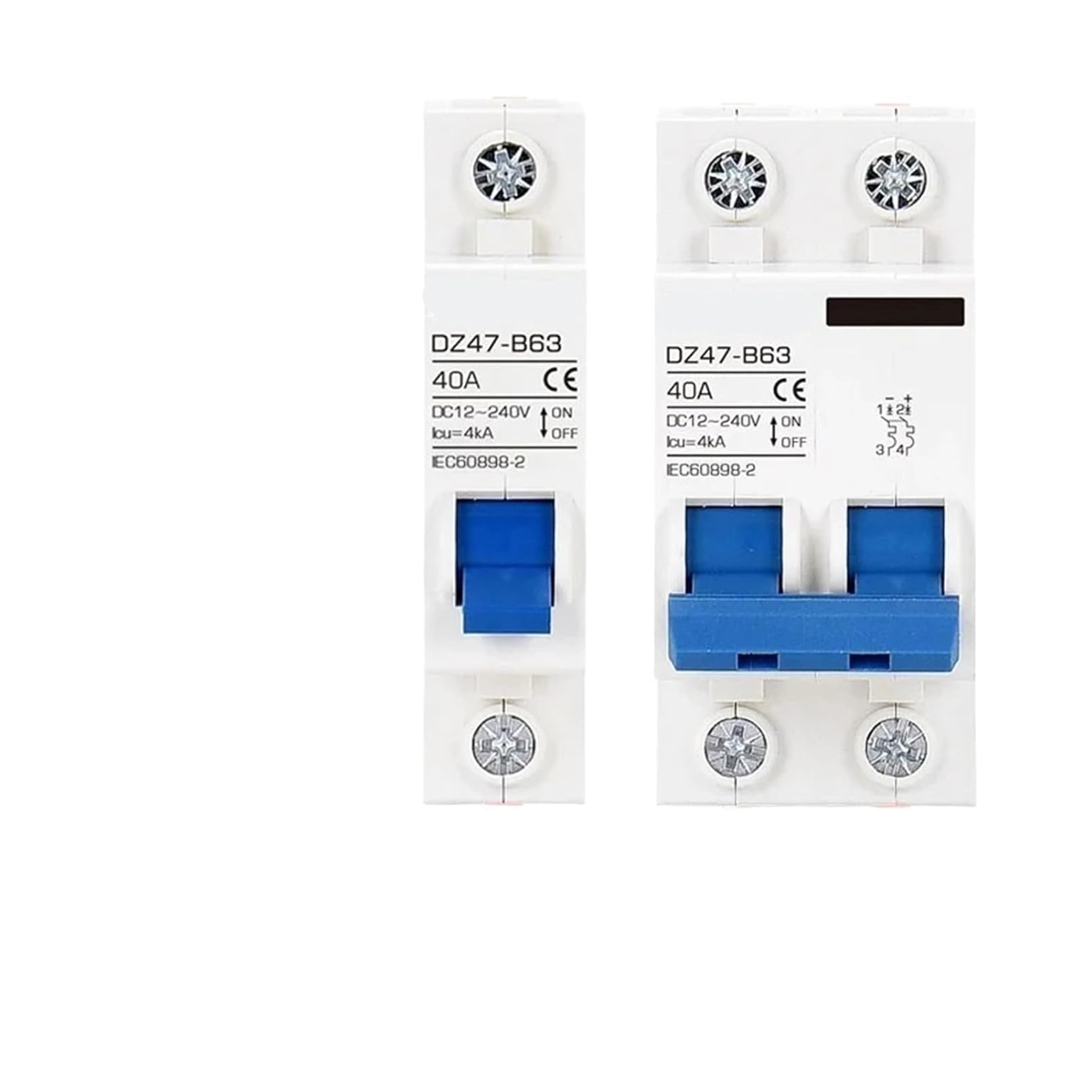 DC 12V 24V 48V 36V 72V MCB Car Protector Mini Circuit Breaker DZ47 Positive and Negative Pole Protection Switch Isolator