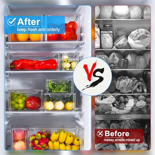 KUMD-10-Pack-Food-Storage-Organizer-Bins-Clear-Stackable-Containers-Organizer-bins-with-lids-for-food-packets-snacks-spice-pouches-tea-dry-goods-Fits-pantry-kitchen-cabinet-countertop