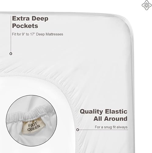 Miniatura 5 de BIOWEAVES Juego de 4 sábanas de tejido de percal de 100 % algodón orgánico, crujientes, suaves y naturalmente refrescantes, de 300 hilos, con