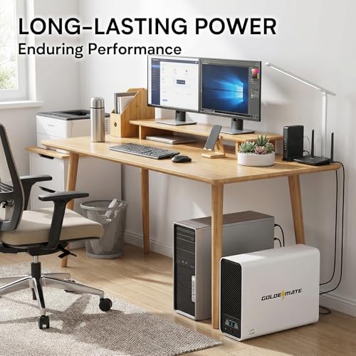 Image of GOLDENMATE 1000VA /800W Lithium UPS Battery Backup & Surge Protector, White