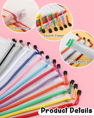 Umriox Zipper Pouch, 16.9X12.4 In (12 Colors, 12 Packs), Extra Large Zipper Bags thumb #3