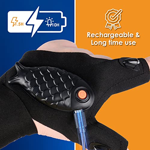 Meydll 1 Pair Led Flashlight Gloves Gifts For Men, Rechargeable Hands Free Flashlights For Fishing Camping Repairing, Led Gloves Cool Gadgets Valentine's Day Gift #TOP5