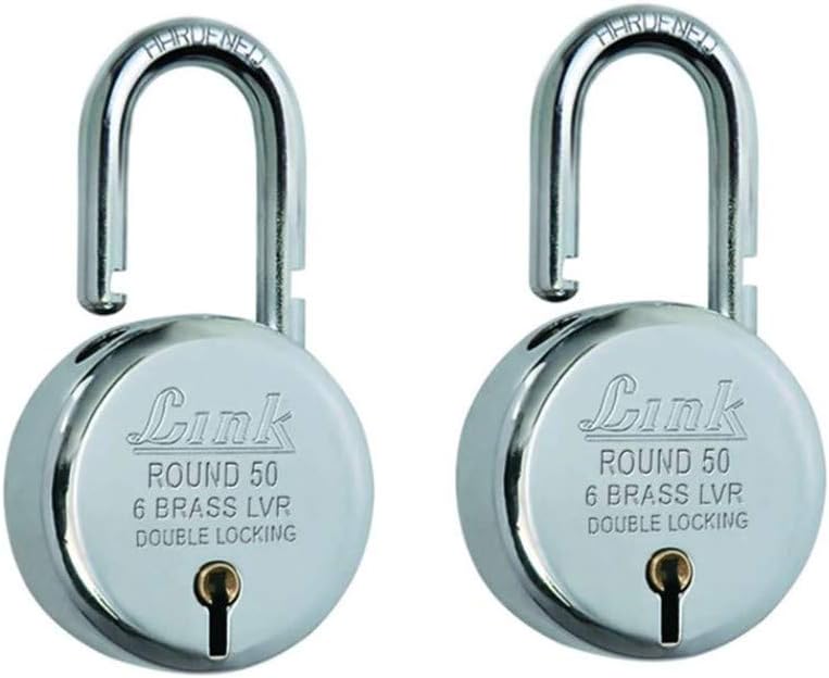 LINK LOCKS Steel Lever Hardened Shackle Round 50mm (Pack of Two)