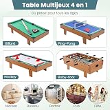 COSTWAY table multi-jeux 4 en 1, MDF et acier inox photo 2