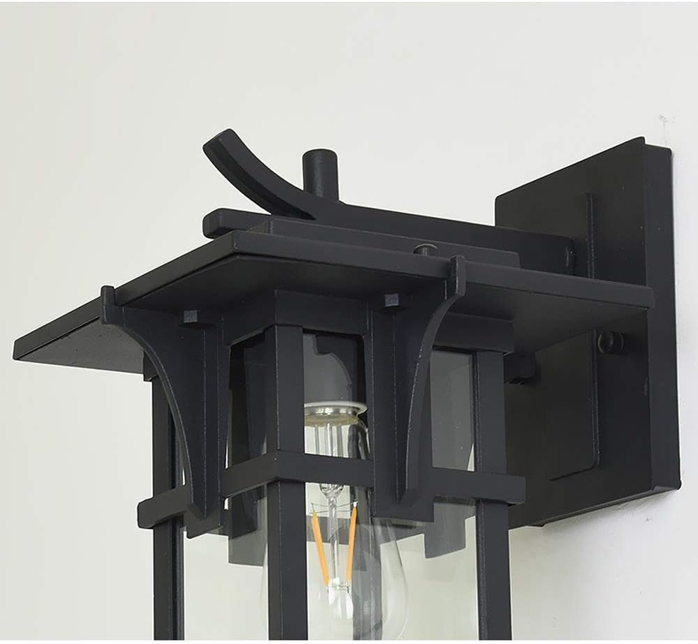 Garden IP54 Waterproof Wall Lamp Outdoor Square Aluminum Frame Wall Mount Modern Lighting with Clear Glass Shade E27 Socket 38cm Sconce Lantern for Villa Porch Garden Decor Lamp image 4