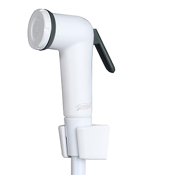 COATS Plastic Toilet Jet Spray Health Faucet with 1 m Flexible Hose and Wall Bracket, Medium, White