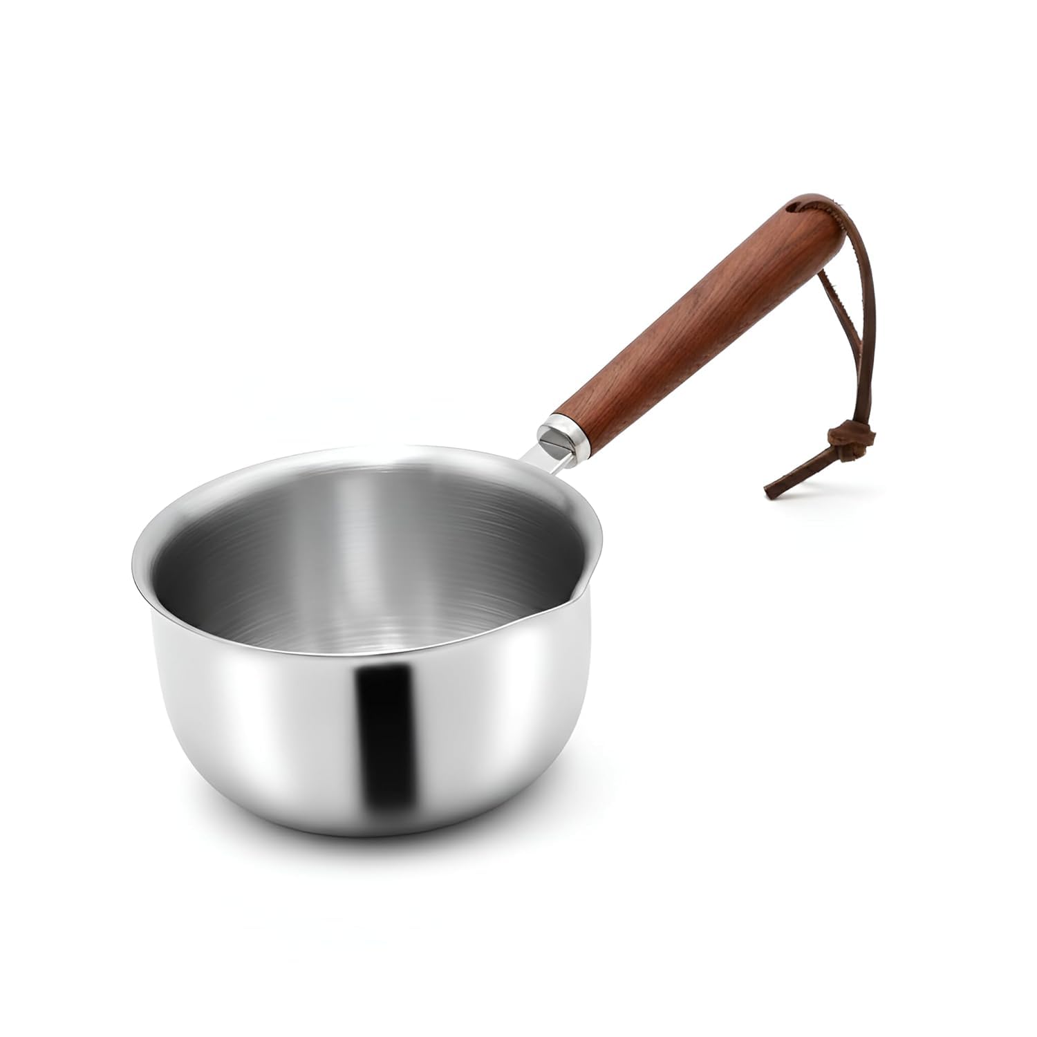 Stainless Steel Milk Pan with Wooden Handle & Measurement Scale 300ml Small Saucepan for Milk, Tea, Coffee, Butter Melting, Soup, Baby Food Grade Steel Mini Milk Pot with Pour Spout-image-11
