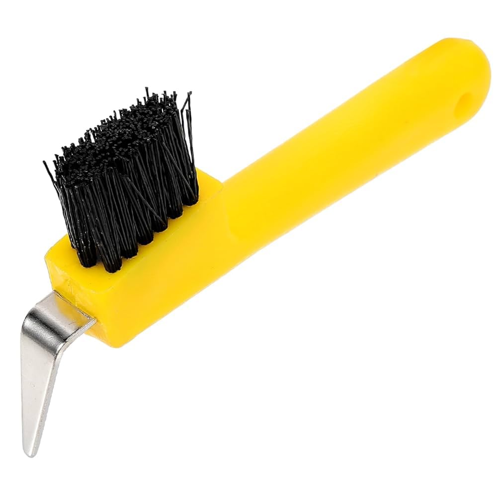 MPMH Ergonomic Horse Hoof Pick Brush with Heavy-Duty Rust-Resistant Steel Pick and Durable Nylon Bristles – Ideal for Hoof Care, Easy to Clean (Yellow) - image 2