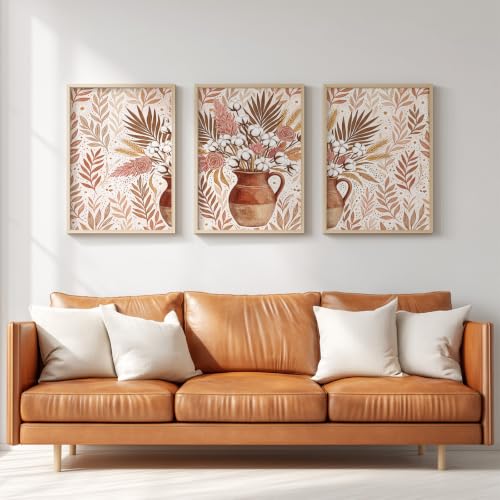 Impression sur toile feuille branche épi de blé triptyque rustique