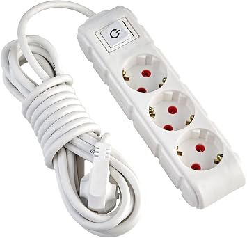 UFO 3 Keys Group Socket 5 meters 16A 250V, Triple Ground Extension Cable 5 meters (White)