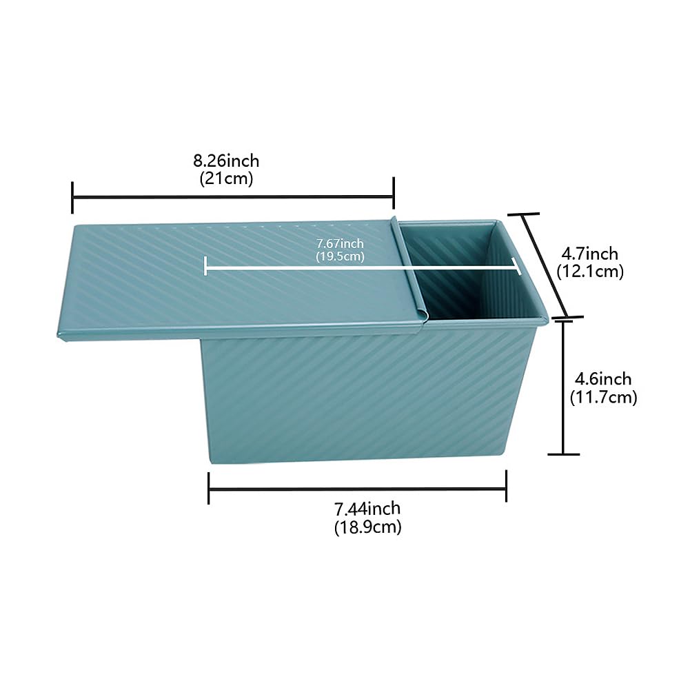 Tapa De Molde Para Pan Pullman Con Verde Oscuro, Capacidad De Masa De 1 Libra, Molde Para Pan Rectangular, Moldes Para Pan Largos Antiadherentes Para Pan Casero, Moldes Antiadherentes