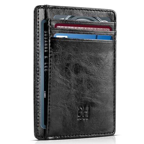 Image of GH GOLD HORSE Slim RFID Blocking Card Holder Minimalist Leather Front Pocket Wallet for Women | Slim