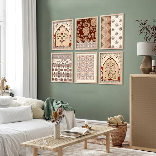 Image of kotart Premium Digital Madhubani Art Paintings with Frame for Home Decor - Framed Painting Living Room Bedroom Office - Wall Decoration - Pack of 6 (14X20 Inch, F)