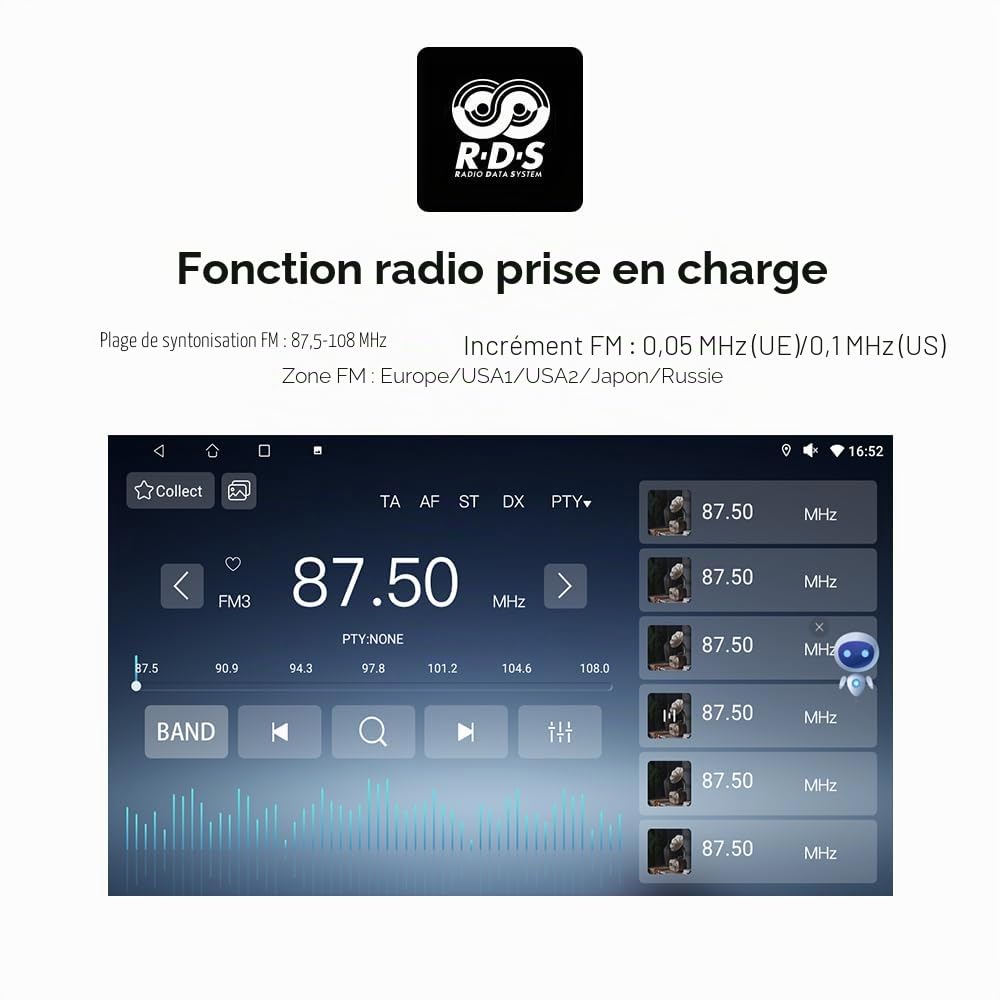 hizpo 9 pouces écran tactile Autoradio compatible avec Fiat 500 2007-2014 avec Carplay/Android Auto 4-core UPC 2+32GB DAB Adaptateur autoradio WiFi 4G Mirror Link (noir-1)