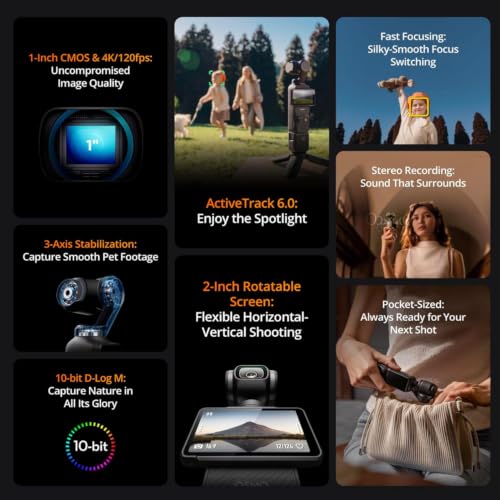 Image of DJI Osmo Pocket 3 Capture More Combo, 4K /120fps Handheld 3-Axis Gimbal Stabilization Bundle with 2X Deco Essentials Clip-On Mini Lapel Mic + Deco Gear Hard Shell EVA 10 inch Case + 6 x 6 Microfiber Cloth