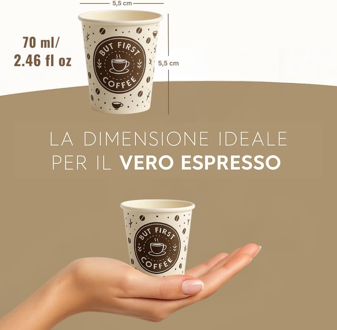 Vasos de papel para café, desechables, resistentes y reciclables, desechables, para llevar bebidas de café expreso, ideal para bares, oficinas, catering, eventos (70 ml/3oz (1000 unidades)