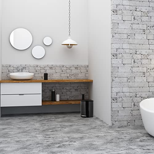 Image of Relaxdays Bathroom Bin 5 litre, Soft-Close, Removable Inner Container, Round Pedal Dustbin, Metal, Black, 80% iron 20% plastic, 26 x 20.5 x 24 cm