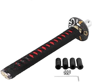 Japanisches Schwert Auto Schalthebel Knopf Schalthebel mit 4 Adaptern(schwarz + rot)