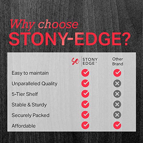 Stony-Edge 5-Tier Folding Corner Bookshelf | Honey Oak Wood Finish | 51X12.5X12.5 Inches | Corner Book Shelf For Books And Trinkets | No Assembly Required | Foldable & Small Bookcase For Home & Office #TOP5