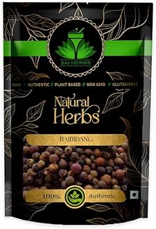 SAI HERBS Baibidang - Vaividang Black - Vavring - Wavring - Embelia Ribes - False Black Pepper - Pure & Natural (500 Grams)