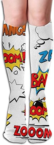 Funny Boom Word Pattern Knee High Socks Soccer Tube Socks Thigh High Socks For Women