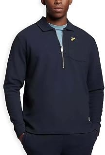 Lyle & Scott Mens Crest Textured Quarter Zip Seaweed Green