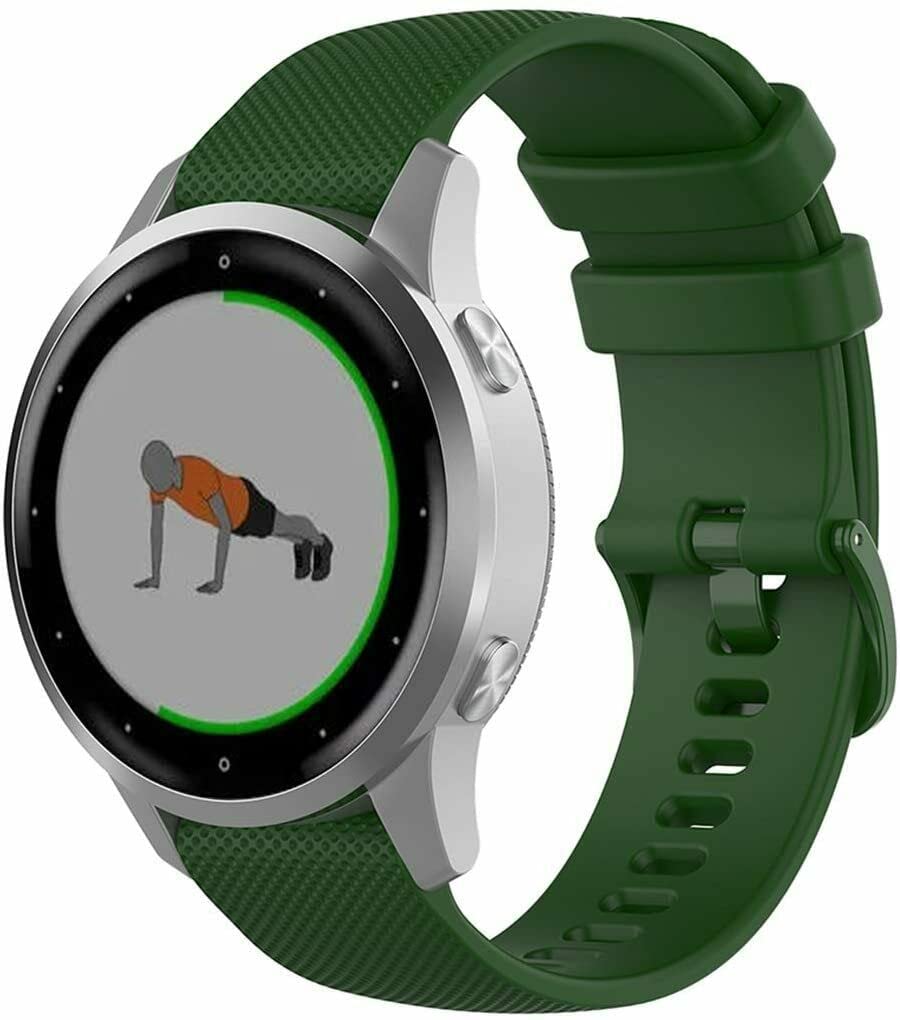 Compatible For Garmin Vivomove 3S / Vivoactive 4s / VENU 2S / Fossil Gen 5E Strap Silicone Fitness Wrist Band Classic Buckle Breathable 18mm (Army Green)