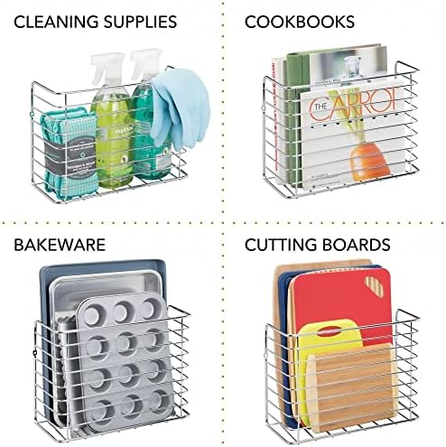 mDesign Kitchen Storage Basket - Practical Kitchen Accessories for Easy Storing - Quality Wire Hanging Basket Suitable for Tin Foil, Wax Paper, and More - Chrome/Silver