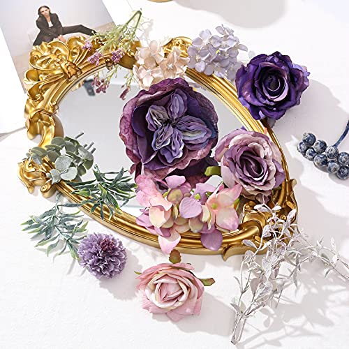 Himifolo Artificial Flowers Austin Roses 25Pcs Silk Fake Flowers For Diy Wedding Bouquets Combo Gradual Change Centerpieces Arrangements Party Bridal Baby Shower Home Decorations (Purple) #TOP1