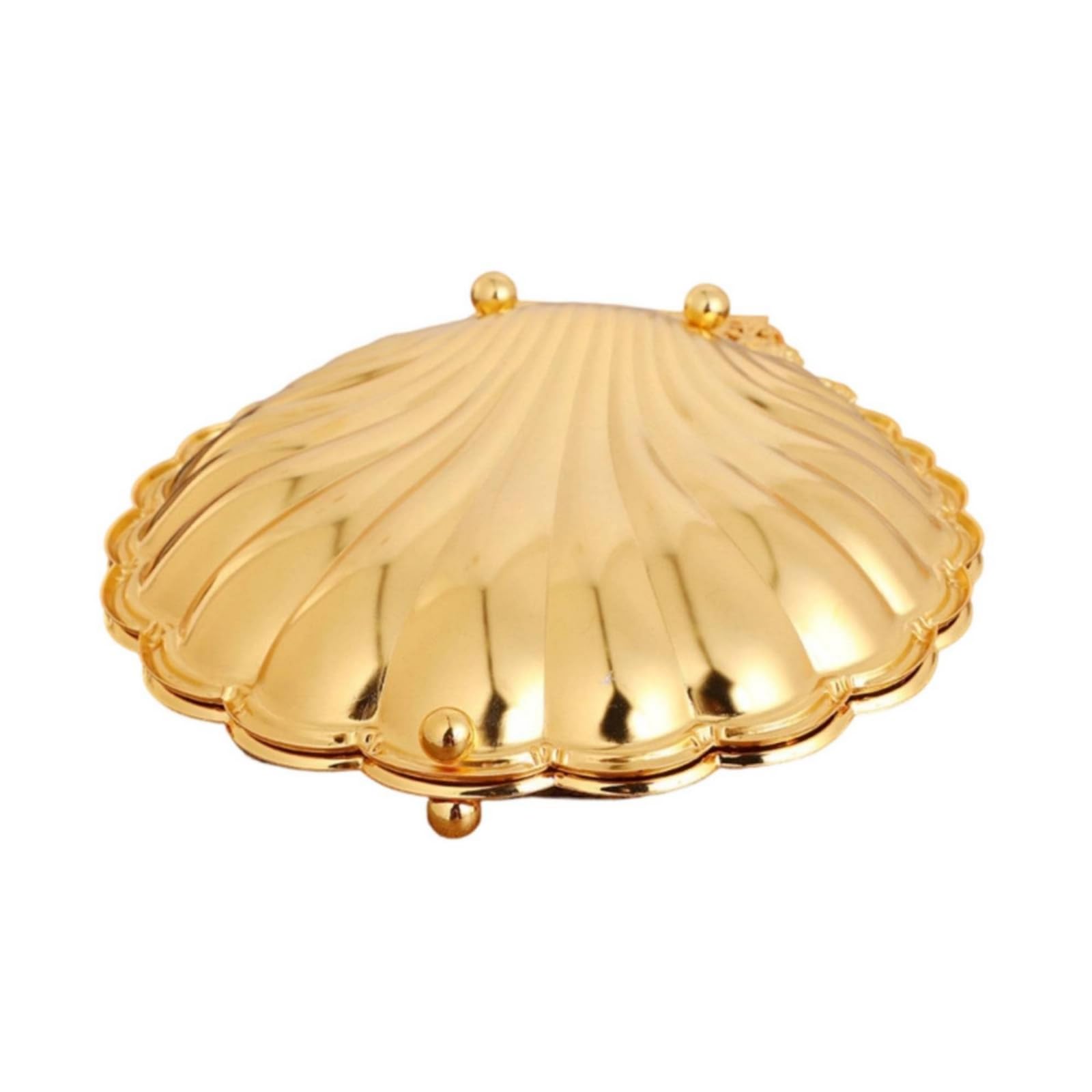 Colcolo Vassoio Decorativo Conchiglia Vassoio da Portata Piatto Frutta Scatola Caramelle Centrotavola in Lega di Zinco con Finitura Metallizzata E Profilo a, Oro, Grande 35x31x9.5 Cm