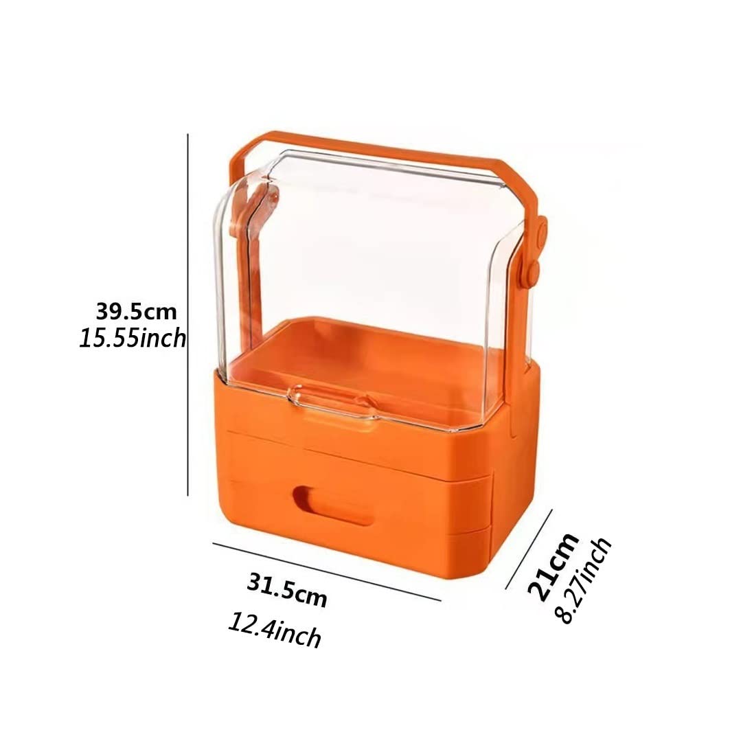 Scatola portaoggetti cosmetica per Organizer per Trucco con Coperchio Trasparente e Maniglia Portatile, Ideale per comò da Camera da Letto da appoggio del Bagno (Color : B)