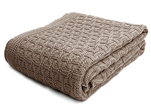 SonnenStrick 3009002 Babydecke/Kuscheldecke/Strickdecke aus 100% Bio Baumwolle kba Made in Germany, 100 x 90 cm, taupe