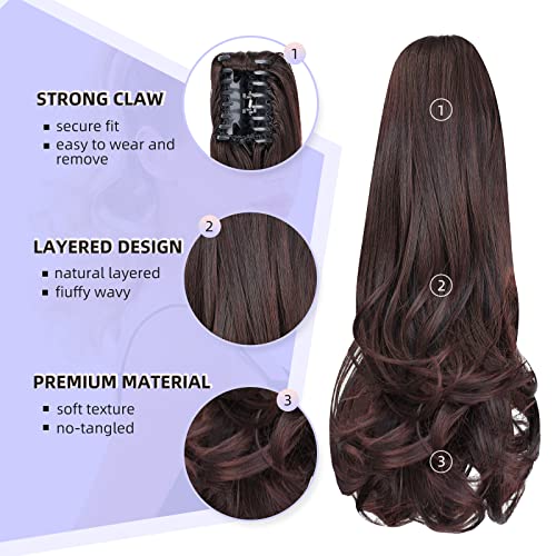 Ponytail Extension,16" Claw Clip Hair Extensions Ponytail Short Curly Hair Hair Extension Natural Looking Synthetic Hairpiece For Women Dark Brown #TOP3