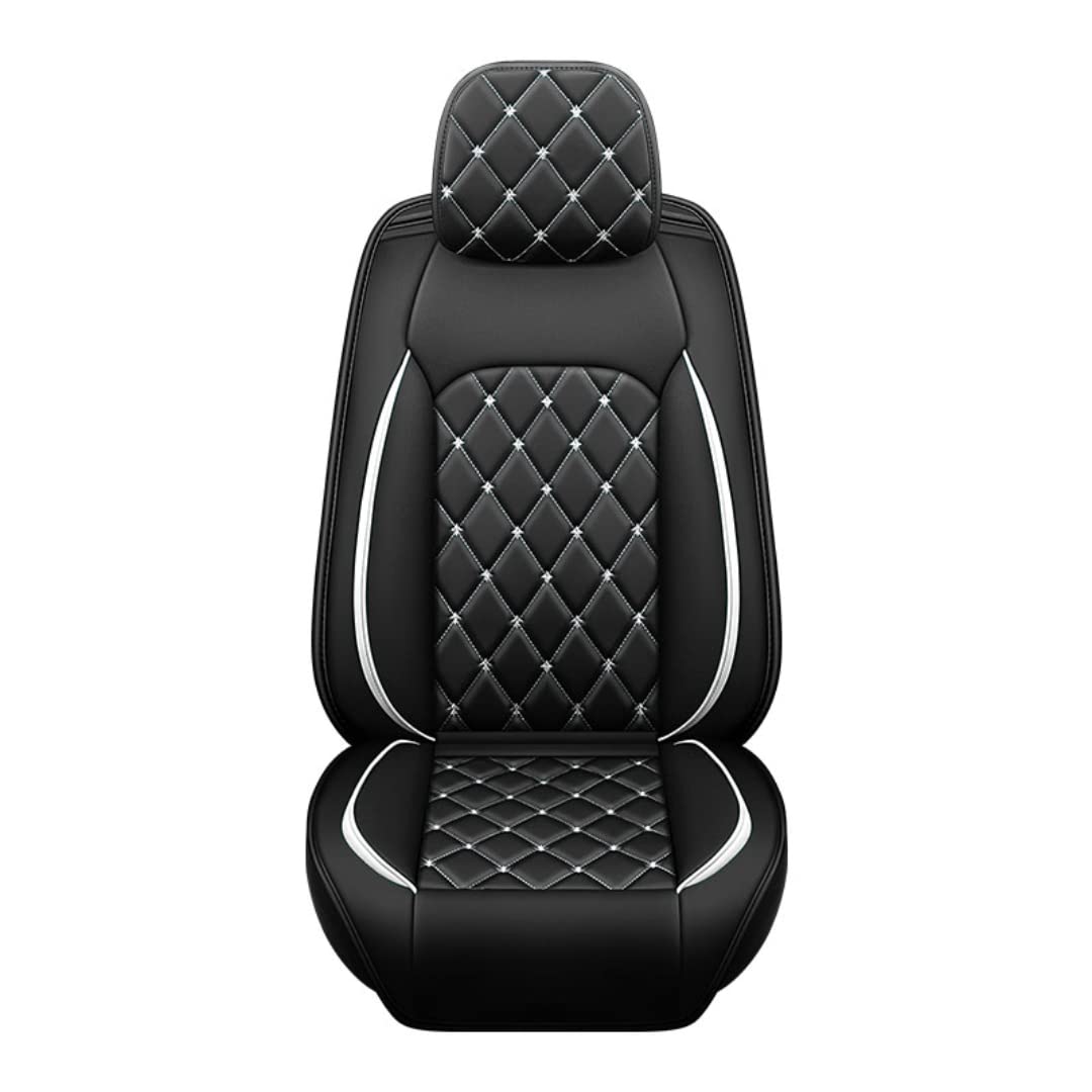 QIOZOar Seat Covers Universal Full Set for Mitsubishi Montero Zinger Fortis Galant Cross Endeavour L200 Cololt Pajero Outlander ASX Lancer-EX Zinger Auto Parts/Waterproof/Black and White