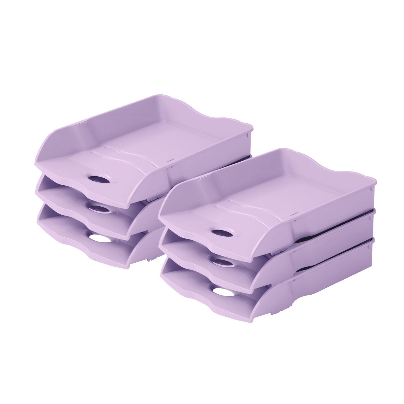 HAN Re-Loop Letter Tray, Pack of 6, 100% Recycled Document Tray, Letter Tray, Letter Holder, Paper Tray, up to DIN A4/C4 Documents, 10298-887, Pastel Purple