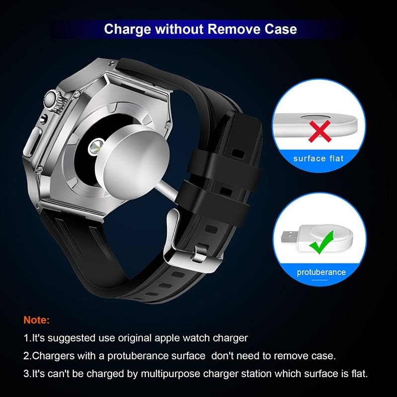 dyizu for apple watch 8 7 41mm 45mm caseband stainless steel luxury modification kit set silicone strap for iwatch series se 6 5 4 44 40mm