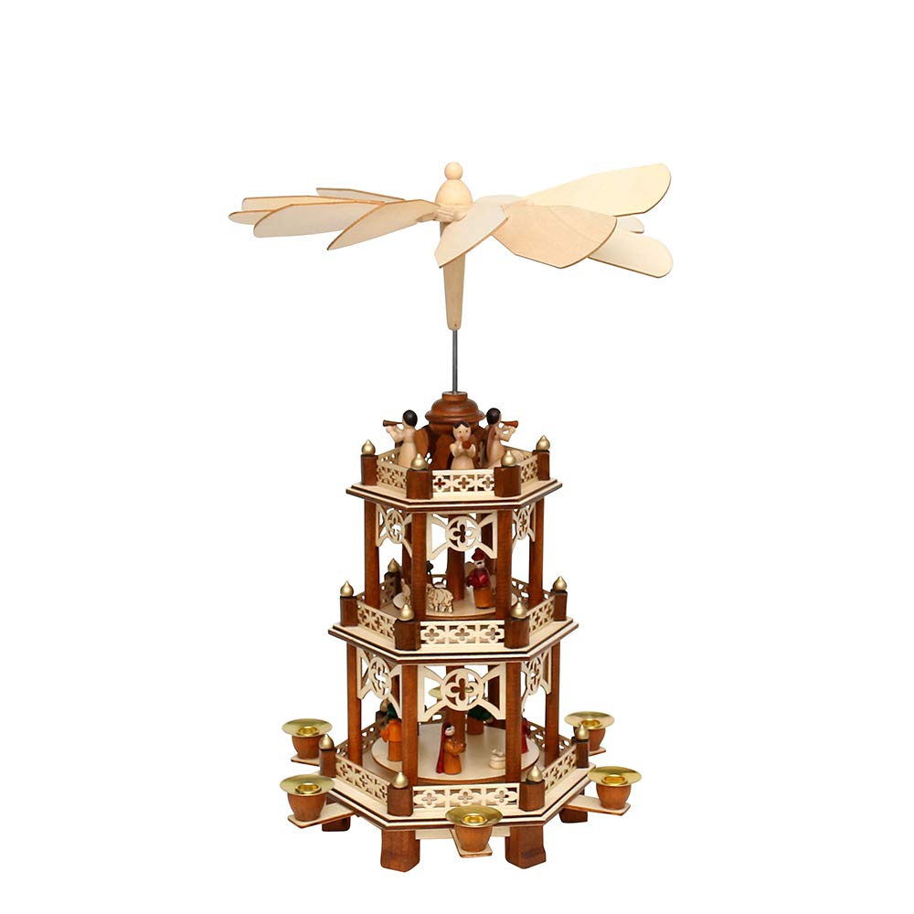 Figurine de Noël décorative - Pyramide de Noël rotative 3 étages