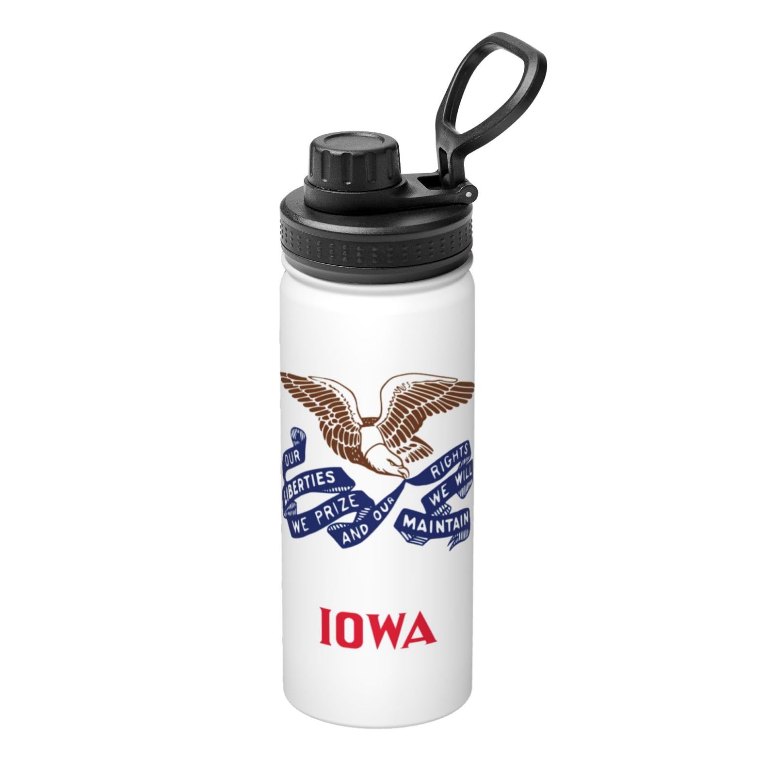 Botella de acero inoxidable con bandera de Iowa de alta resistencia térmica
