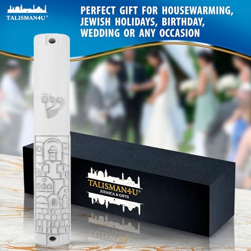 TALISMAN4U Mezuzah Case with Scroll for Door Silver Hebrew Shin 5 inch by TALISMAN4U - Used condition - Image 4