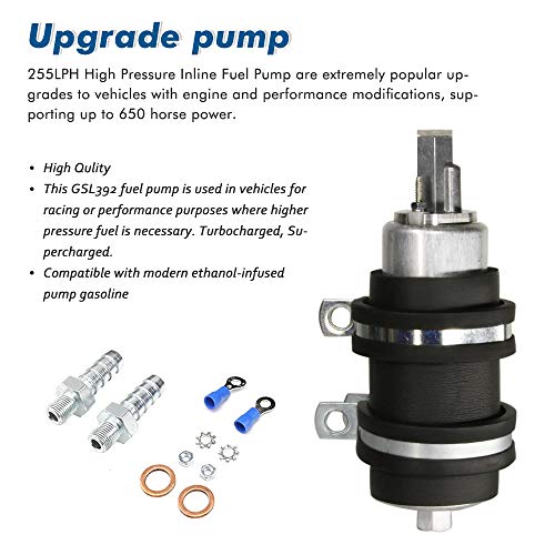 image for Apeixoto Fuel Pump Replacement Inline Fuel Pump 255LPH with High Press