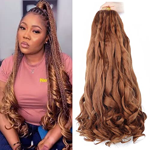 Hayalisha 8 Pack French Curl Braiding Hair 22 inch Pre Stretched Bouncy Braiding Hair Easy Braid Crochet Hair Yaki Texture Synthetic Hair Extensions For Black Women 75/Pack (22 inch 8pack, 30)