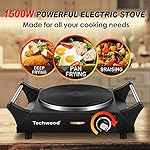 Hot Plate, Techwood Electric Stove for Cooking, 1500W Countertop Single Burner with Adjustable Temperature and Handles, 7.3” Cooktop for RV/Home/Camp, Compatible for All Cookwares Black - Image 2